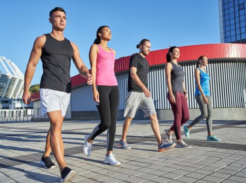 People walk after training