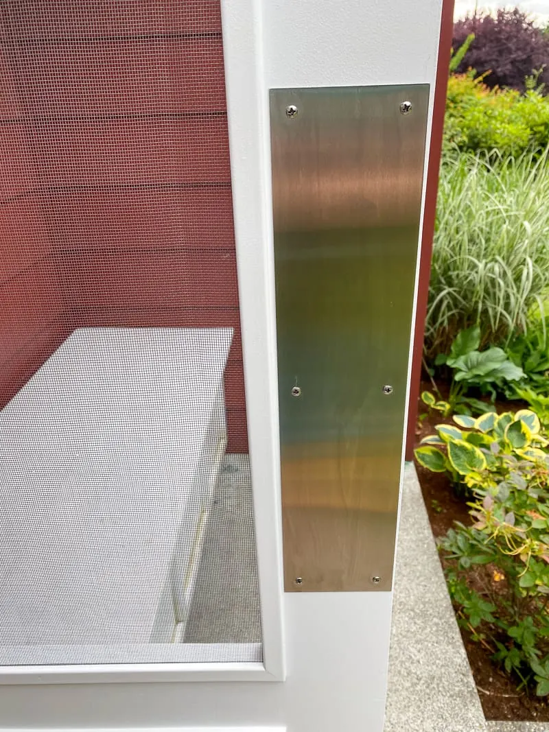 Screen door push plate to the back of the door