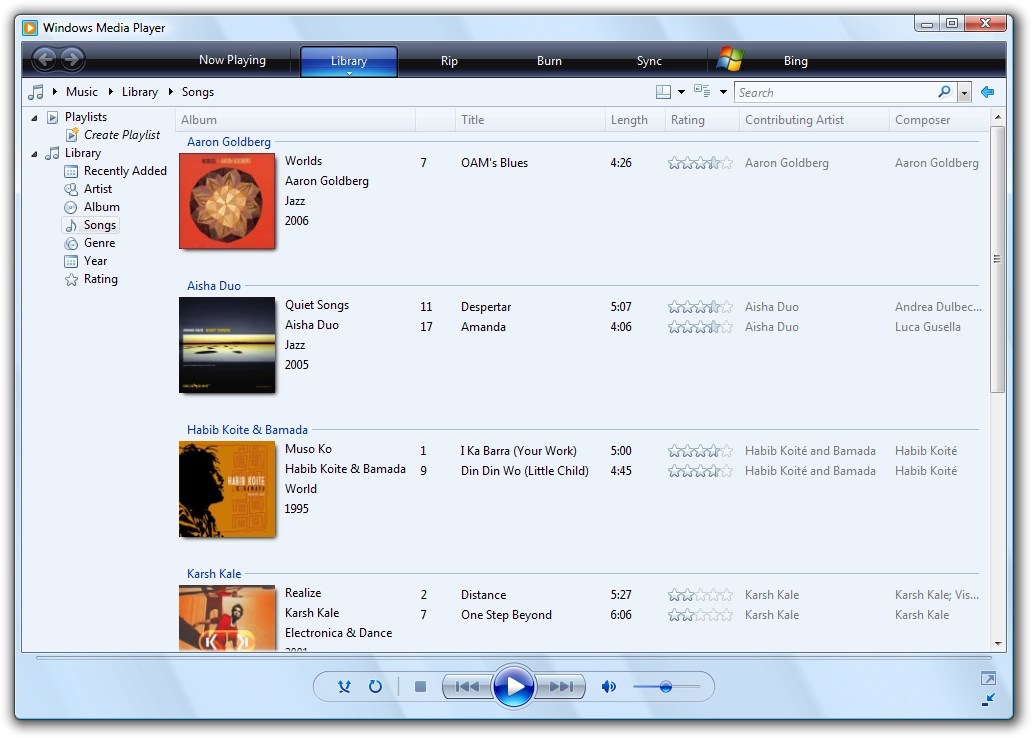 Screenshot of Windows Media Player Screenshot of Windows Media Player