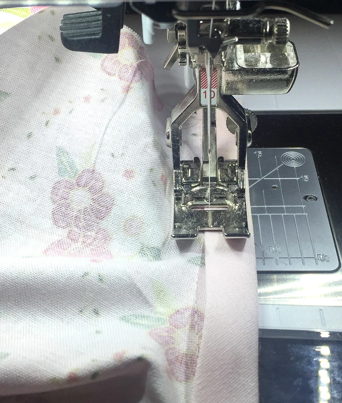 Sewing from the wrong side of the dress