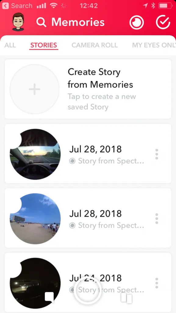 Snapchat Spectacles Memories