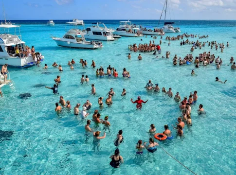 Tourists in the water on Cayman Islands
